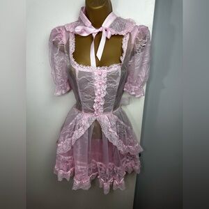 Current Mood X‎ Dolls Kill Pink Pretty Imperfect Ruffle Organza Mini Dress NWT S
